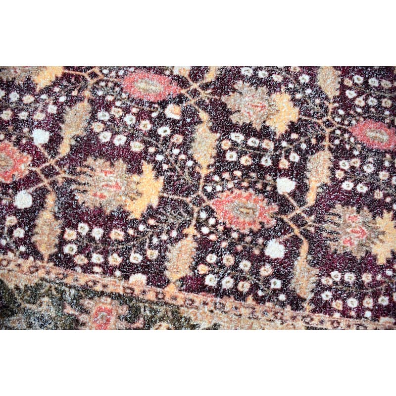 Hand Woven Victoria Micro Printed Polyester Traditional Oriental Area Rug