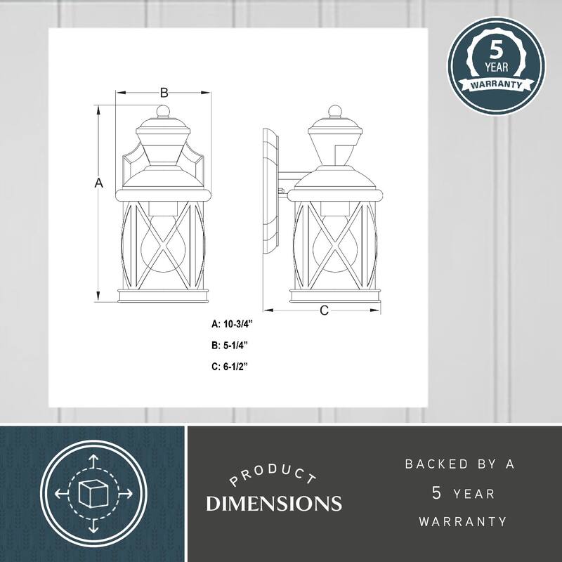 Henderson 1 Light Textured Black Motion Sensor Dusk to Dawn Outdoor Wall Lantern Clear Glass Shade, LED Compatible
