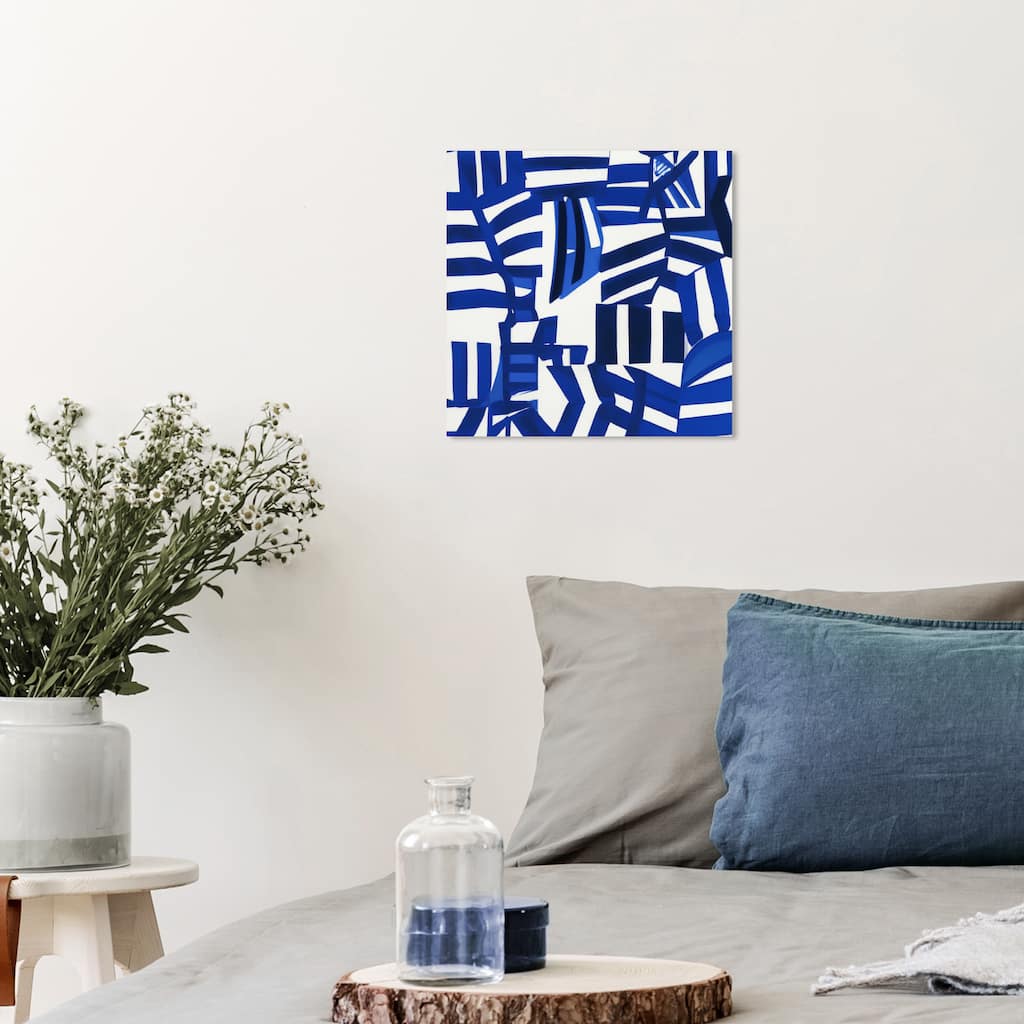 Wynwood Studio Canvas Abstract Marked I Blue and Sapphire Blue Modern & Contemporary Wall Art Canvas Print