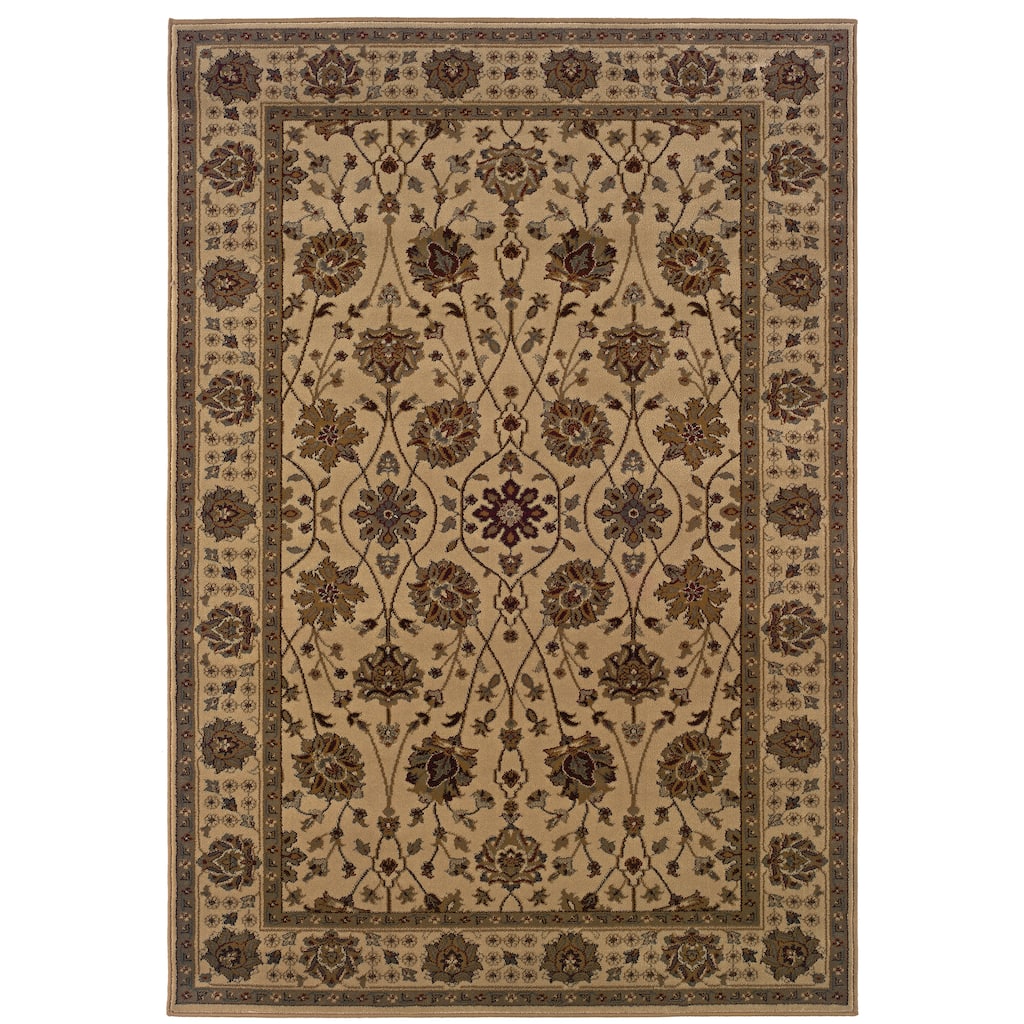 Stamford Beige Green Oriental Floral Traditional Casual Area Rug