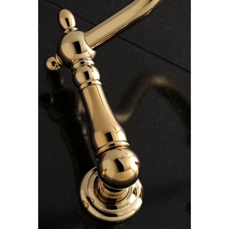 Heritage 3-Hole Wall Mount Roman Tub Faucet in Polished Brass