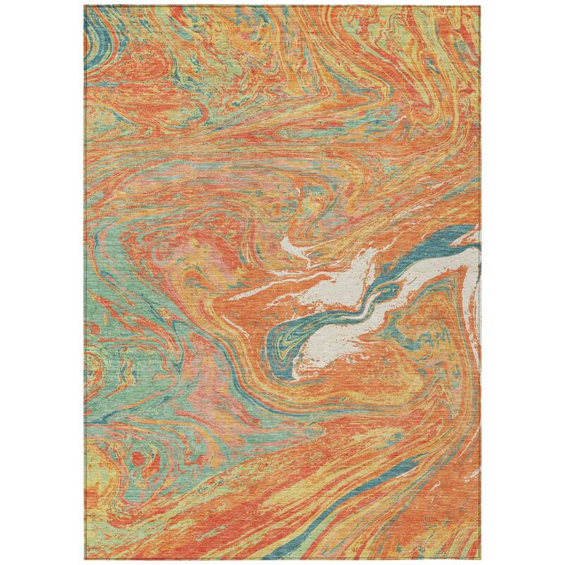 HomeRoots Abstract Transitional Rectangle Outdoor Rug