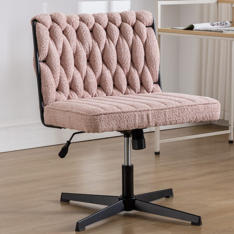 Modern Armless Upholstered Office Chairs No Wheels, Adjustable Height