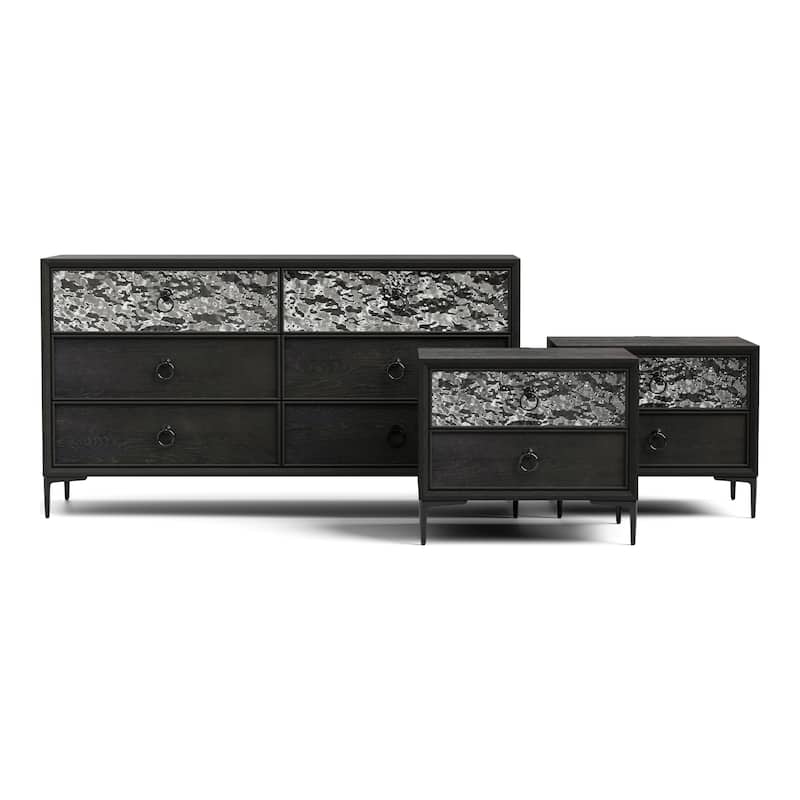 Furniture of America Fable Modern 3-Piece Solid Wood Dresser and 2-Nightstand Bedroom Set