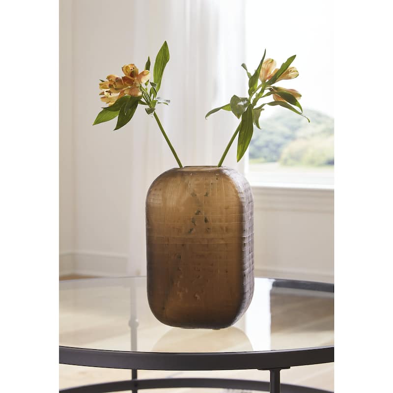 Signature Design by Ashley Capard Brown Vase - 6.75" W x 6.75" D x 11" H