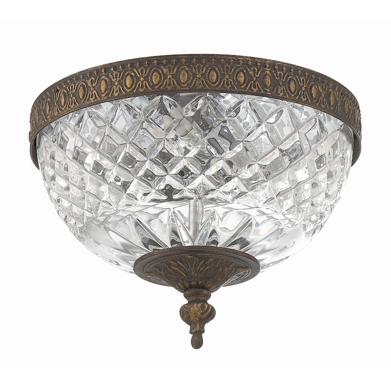Crystorama 2 Light Crystal Flush Mount - 8"W x 8"H x 8"D