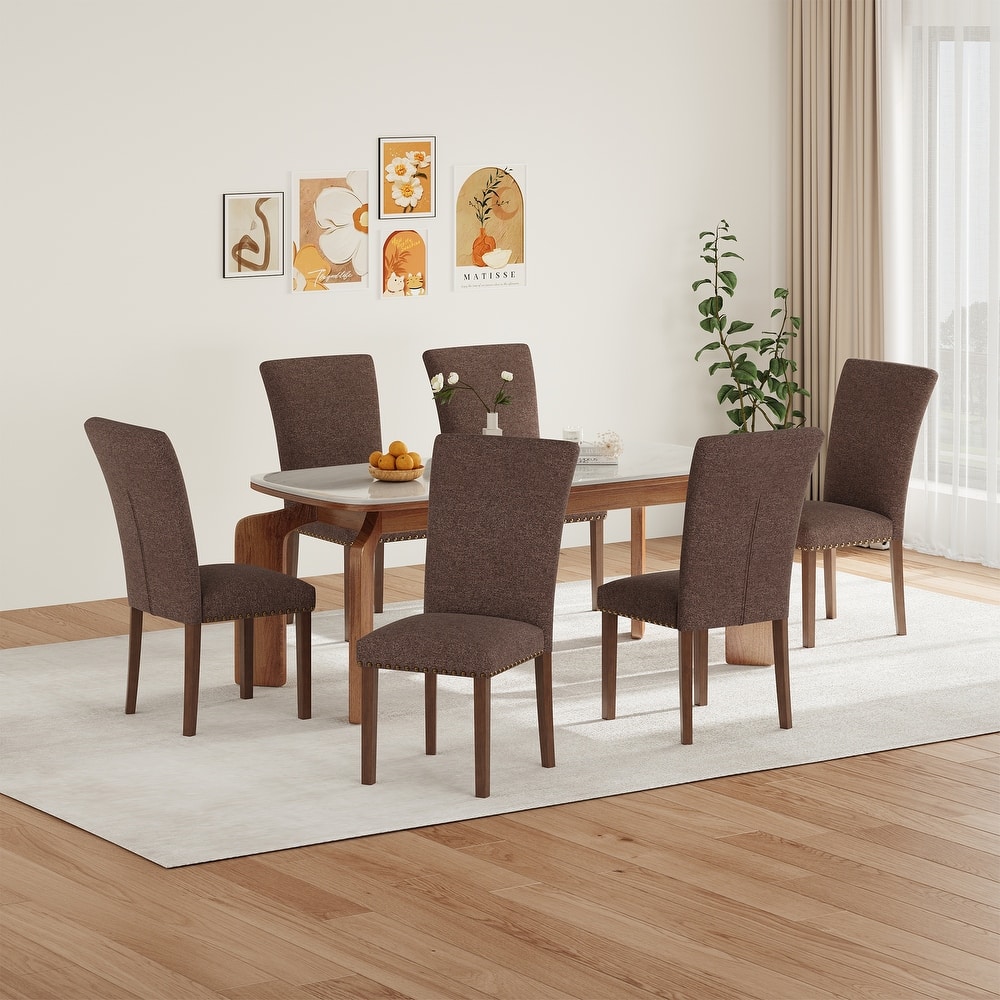 RENEWLINE Dining Chairs, Fabric with Nailhead Trim and Wood Legs