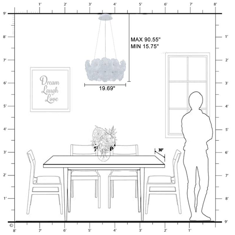 Modern LED Chandelier Clear & Frosted Glass Floral Petals Dimmable