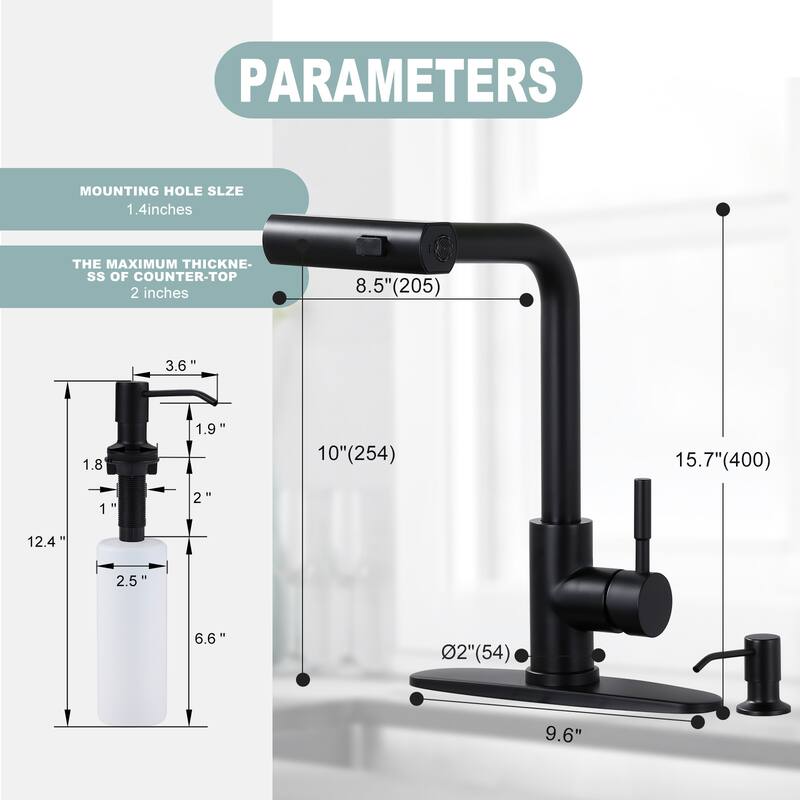 WOWOW Single Handle Waterfall Pull Down Sprayer Kitchen Faucet