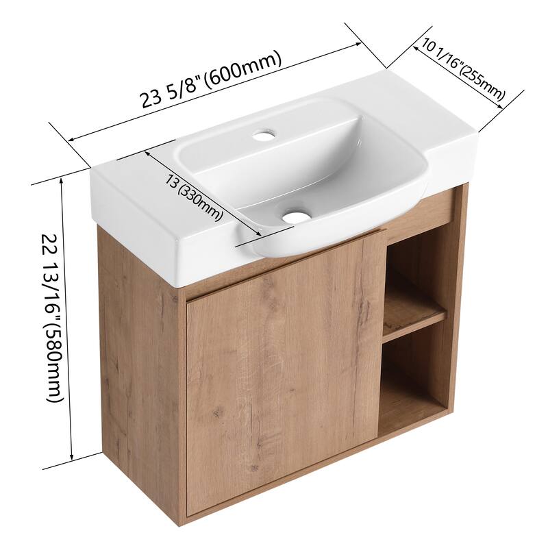 Bathroom Vanity With Sink In 24/28 Inch, Floating Bathroom Vanity With Soft Close Door