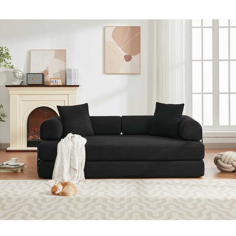Folding Convertible Sleeper Sofa Bed with 3-Seats, DIY Modular Design for Ultimate Flexibility and Comfort