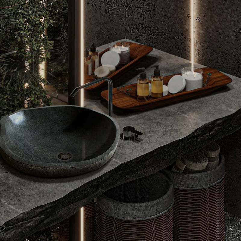 ROCK Unique Handcrafted River Stone Natural Bathroom Vessel Sink