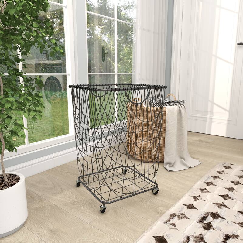 CosmoLiving by Cosmopolitan 26x16 Metal Rolling Storage Basket - 16"L x 16"W x 24"H