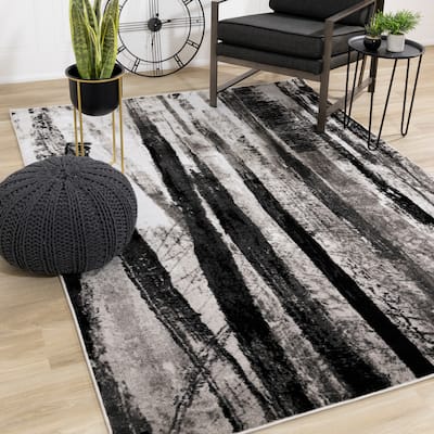Perry Collection - Grey/White Modern Rug