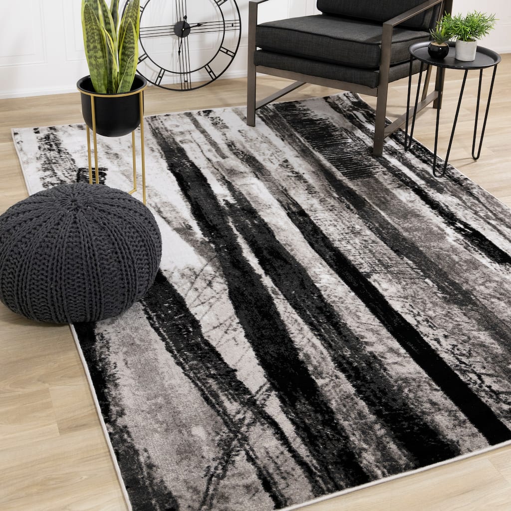 Perry Collection - Grey/White Modern Rug