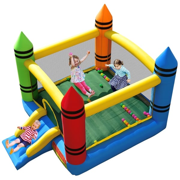slide 2 of 6, Inflatable Bounce House Kids Jumping Castle w/ Slide& Ocean Balls - Colorful Colorful
