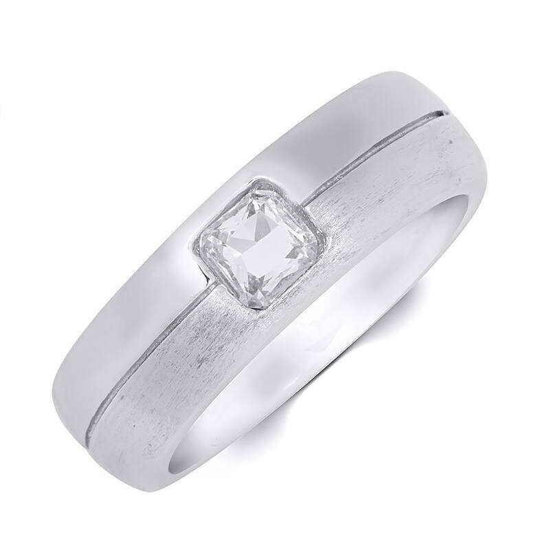 Men's 7mm Anniversary Wedding Band Ring 0.75 Carat CZ Sterling Silver