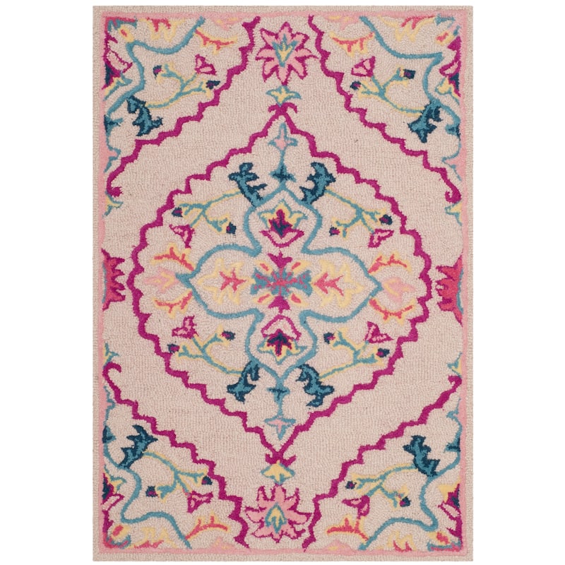 SAFAVIEH Handmade Bellagio Junie Medallion Wool Rug - 2'3" x 5' - Light Pink/Multi - Rectangle