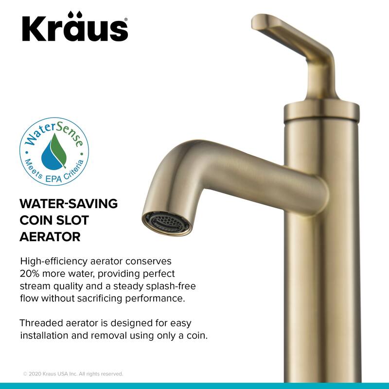 Kraus Pack of (2) Ramus 1.2 GPM Vessel Single Hole Bathroom Faucet