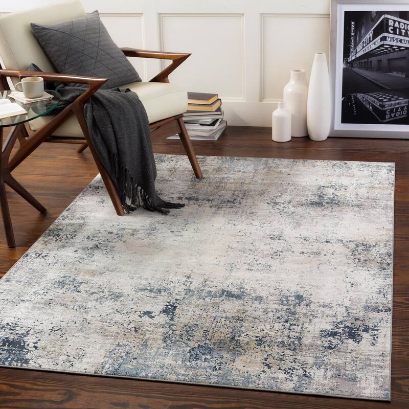 Questine Minimalist Abstract Area Rug - 6'7" x 9'6" - Denim