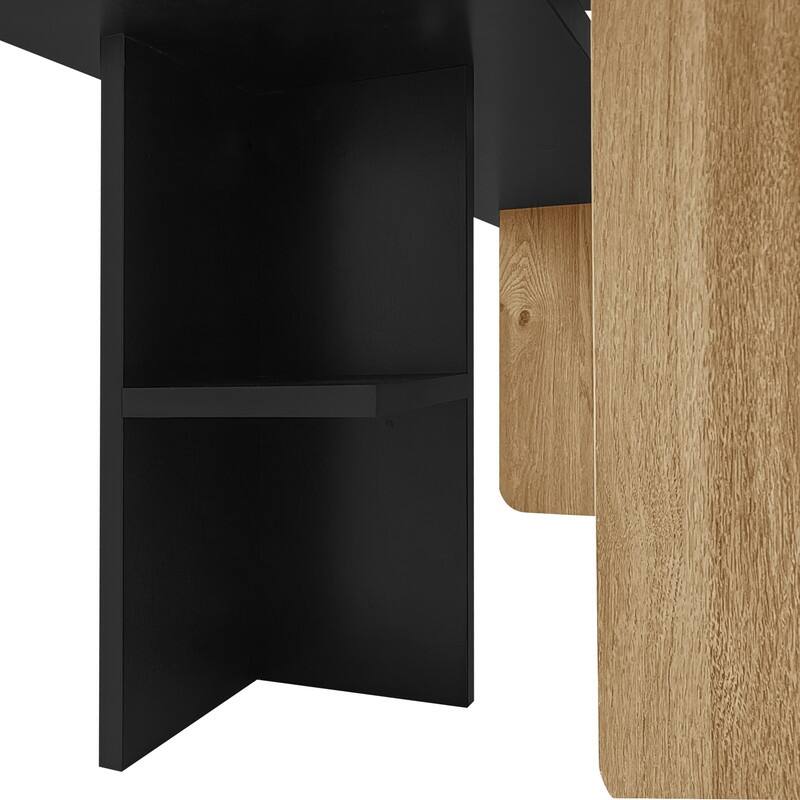 Set of 2 Modern Farmhouse Nesting Coffee Tables, Wood Finish Rectangle Living Room & Sofa Side Tables