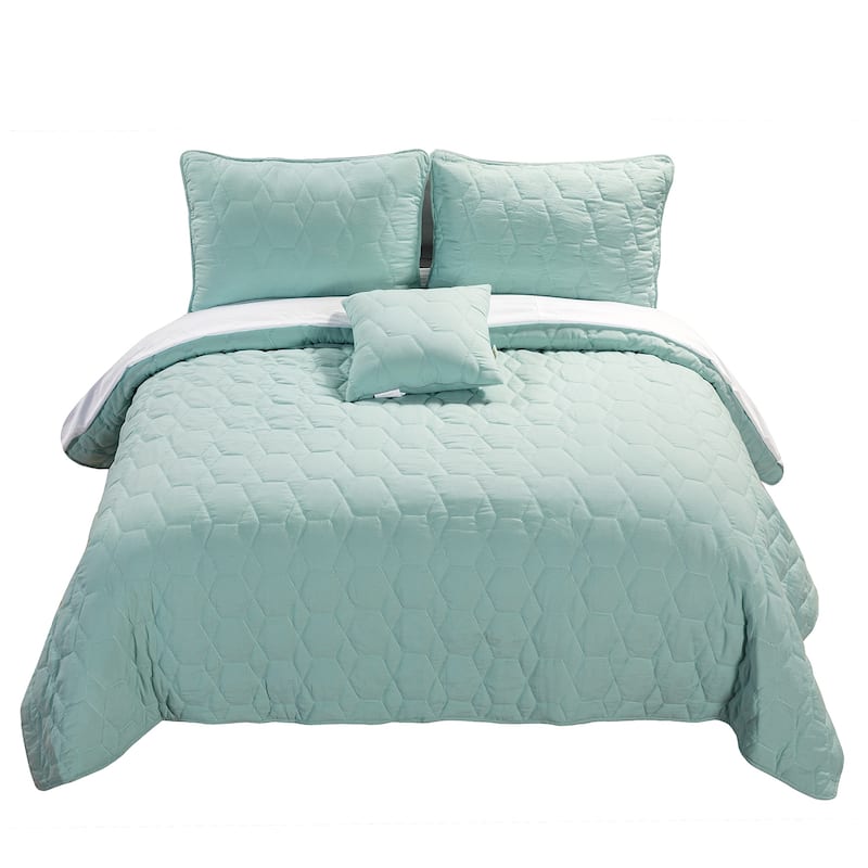 4 Piece Honeycomb Quilt Set by HULALA HOME