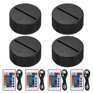 Three Led Base Light 4 Pieces 3D Night LED Light Lamp Base 16 Colors Light Display Base ...
