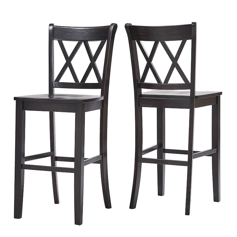 Eleanor X Back Bar Height Chairs (Set of 2) by iNSPIRE Q Classic - Antique Black