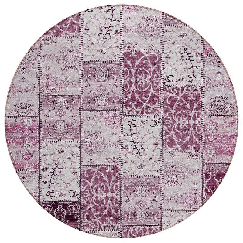 Machine Washable Indoor/ Outdoor Traditional Patchwork Chantille Rug