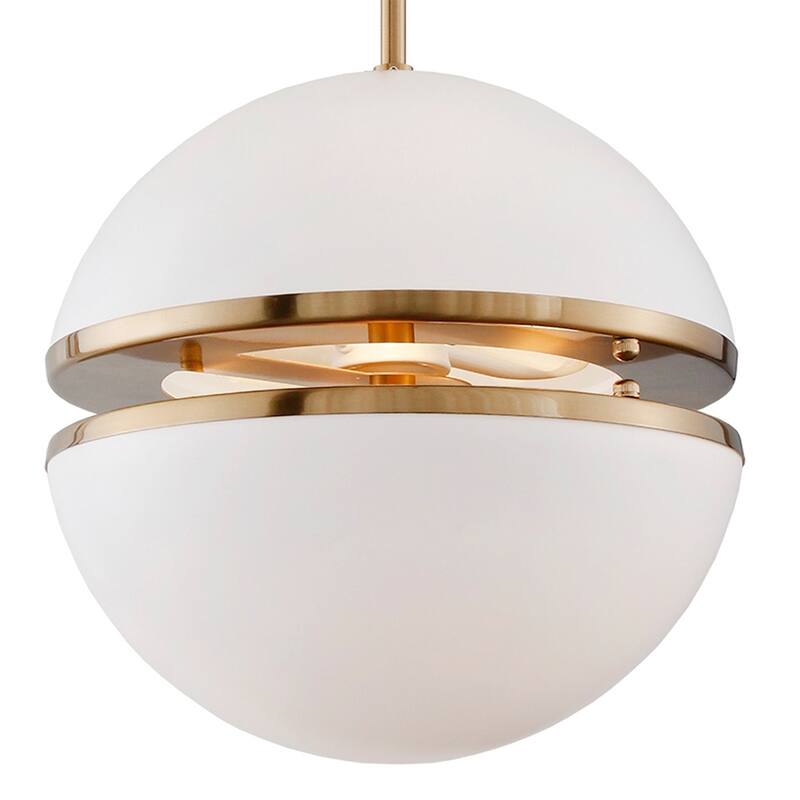 4 Light Globe Pendant in White Acrylic and Shining Brass finish - White Acrylic