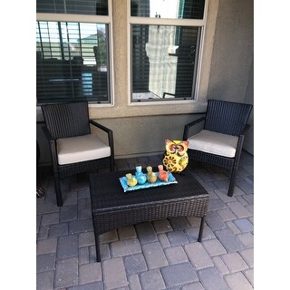 Cancun Outdoor 4-piece Wicker Chat Set with Cushions by Christopher Knight Home