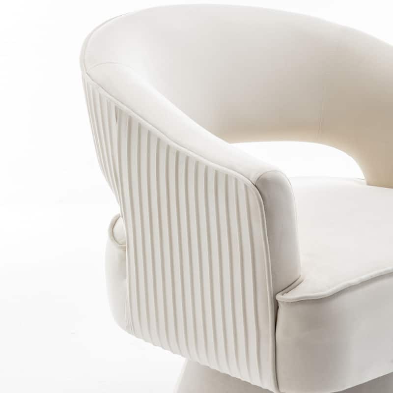SEYNAR Modren Velvet Living Room Swivel Arm Barrel Chair with Tufted Back