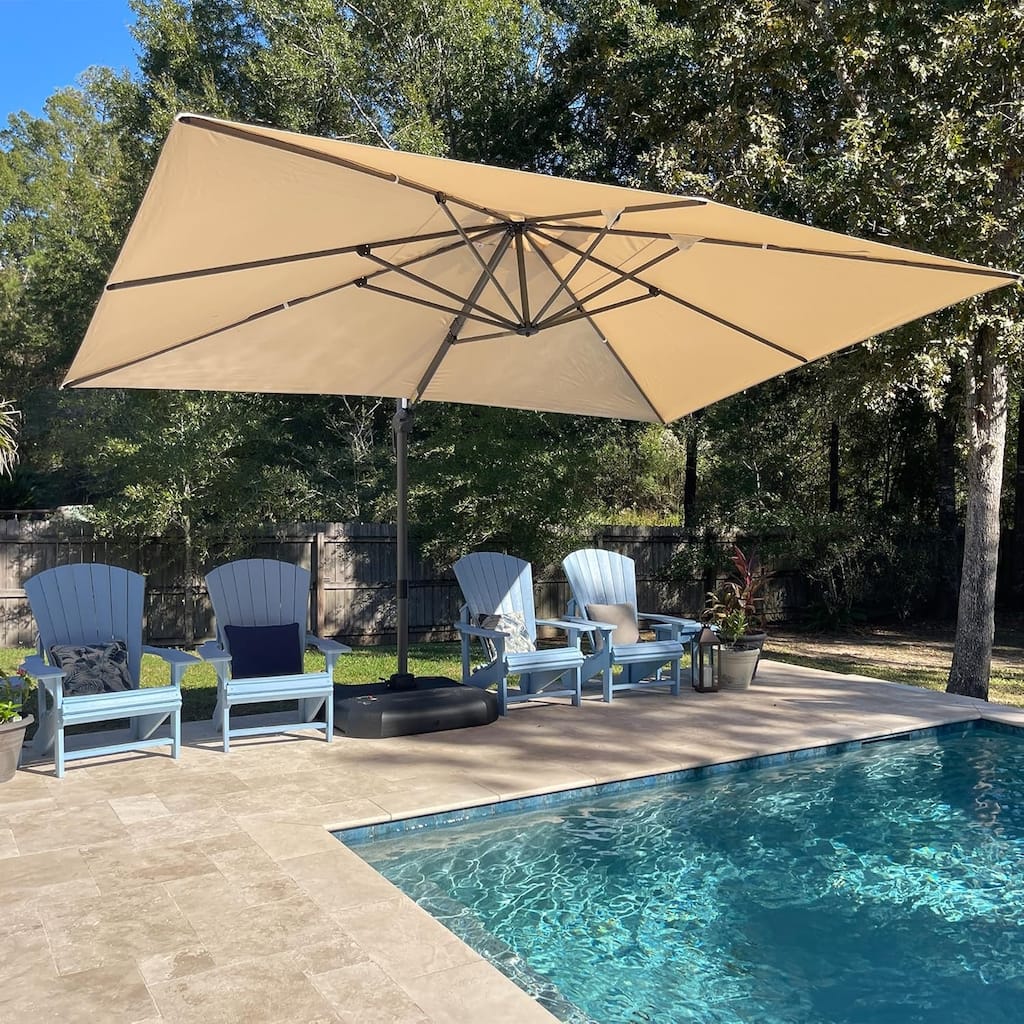 PURPLE LEAF 9 x 11.5 ft 360 Degree Rotation Patio Umbrella With Base