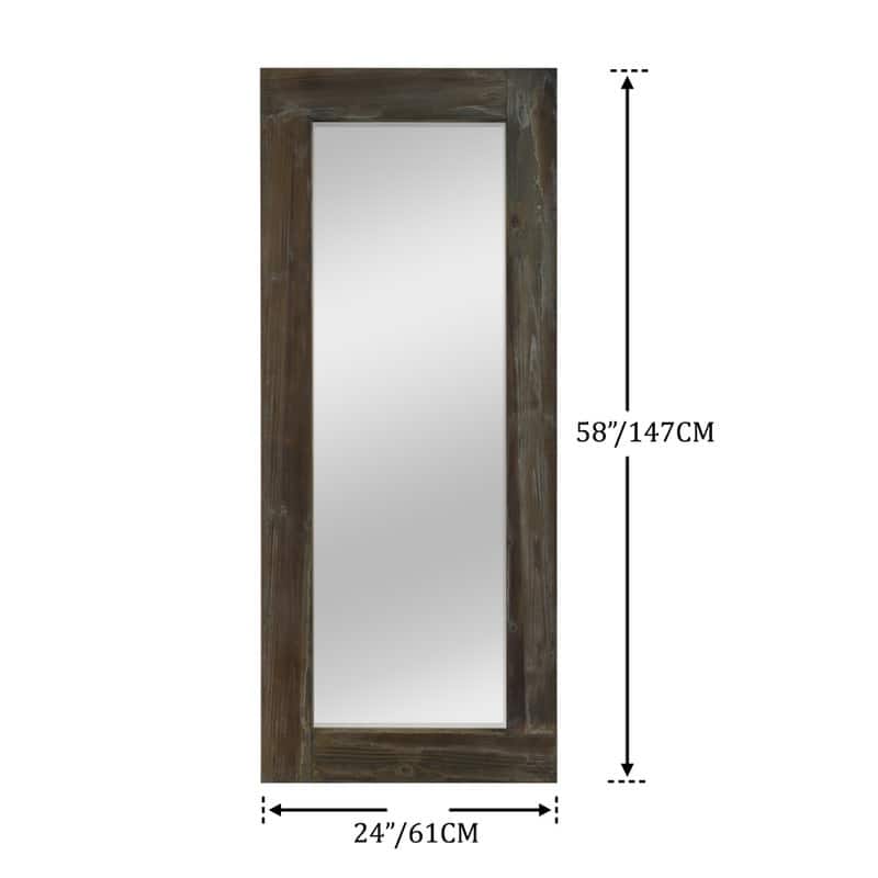 Farmhouse Rectangular Solid Wood Framed Full Length Leaning Mirror