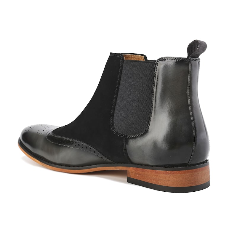 Gino Vitale Mens Wingtip Brogue Two-Tone Chelsea Boots
