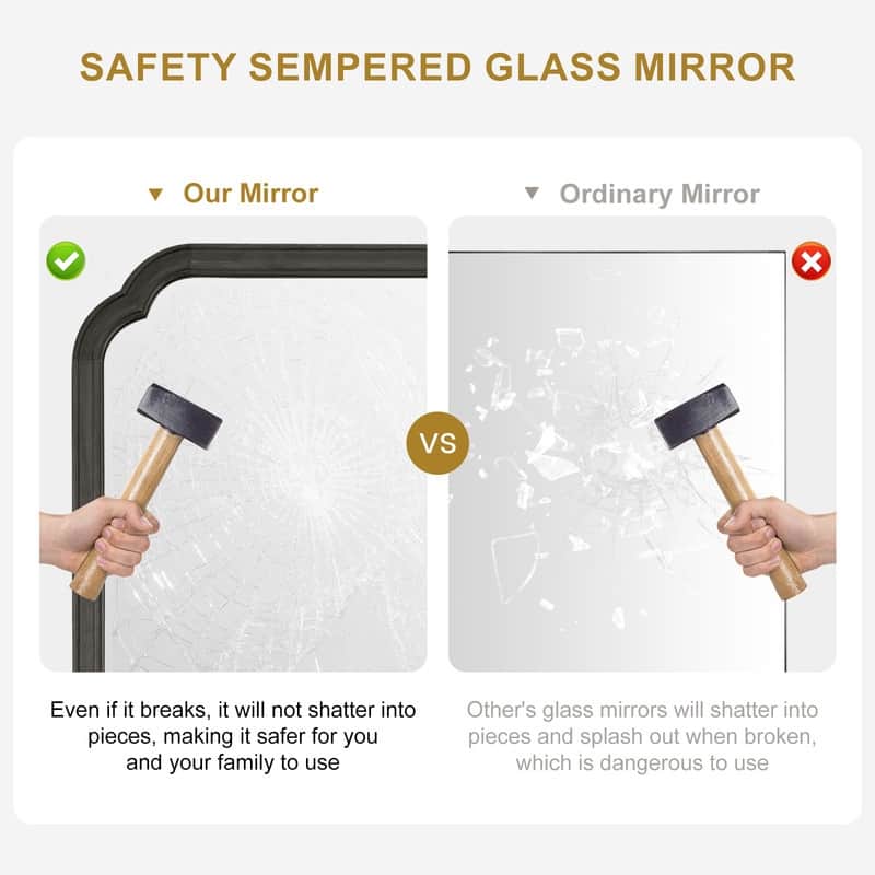 Decorative Scalloped Corner Rectangle Farmhouse Style Wall Mirror