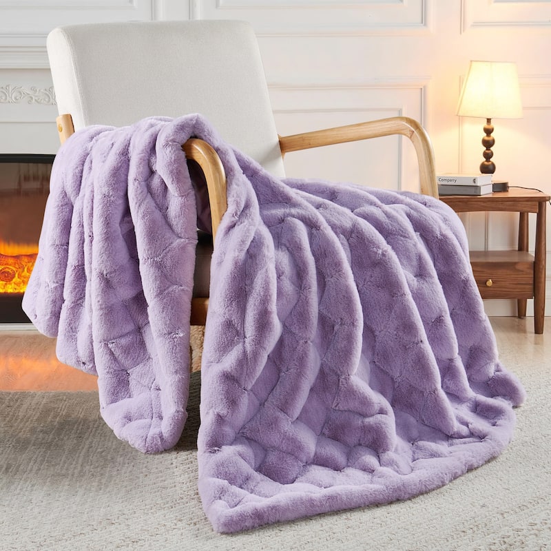 Christmas jacquard imitativerabbit fauxfur throw 50"x60"