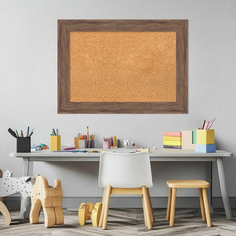 Pia Medium Brown Framed Cork Board - Bulletin Board, Organization Board, Pin Board