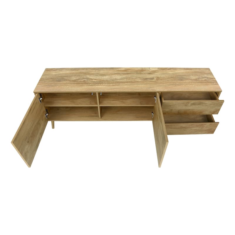 Tv Stand, 72 Inch, Console, Media Entertainment Center, Storage Drawers, Storage Cabinet, Brown Laminate, Transitional