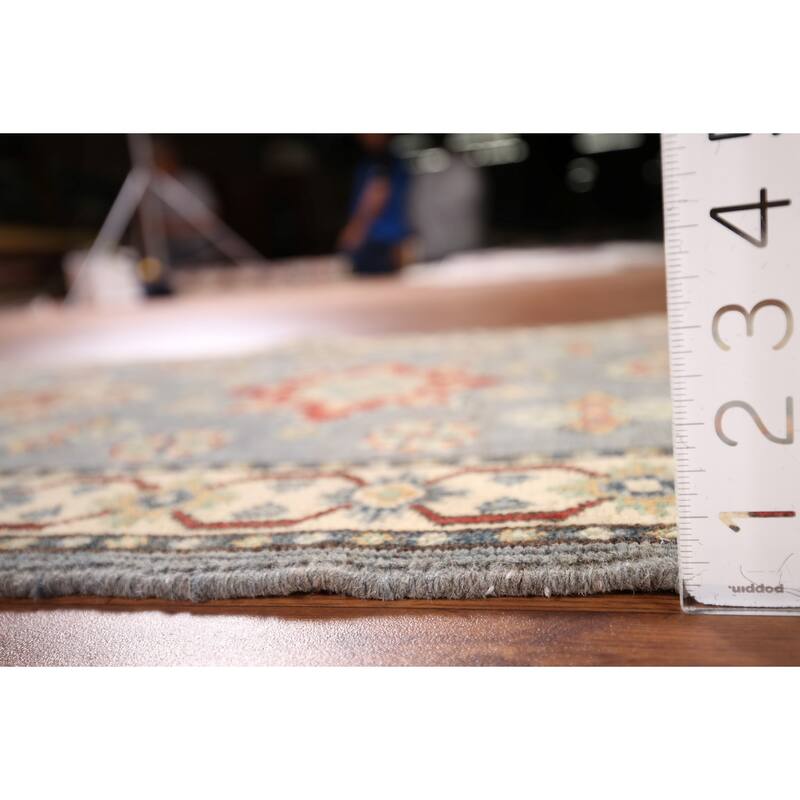 Geometric Kazak Runner Rug Hand-Knotted Floral Wool Carpet - 2'2" x 5'9"