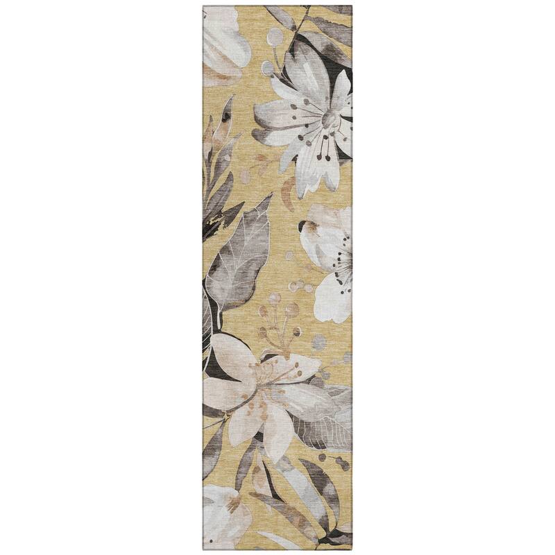 Machine Washable Indoor/ Outdoor Floral Chantille Rug
