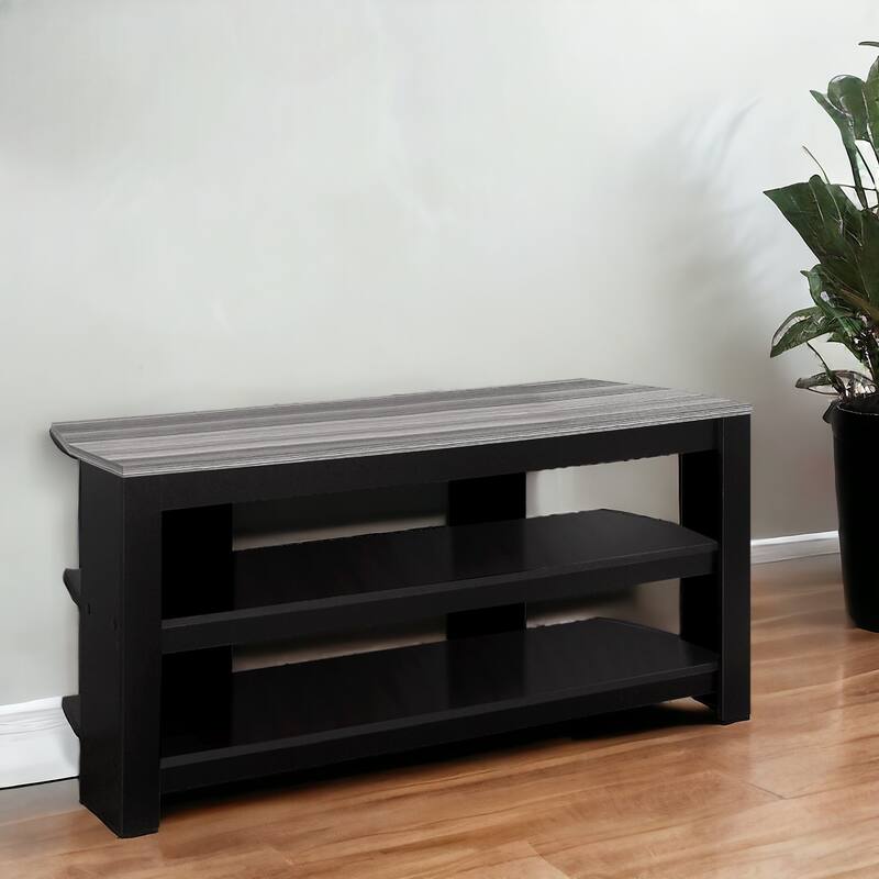 HomeRoots 42" Black and Gray Open Shelving TV Stand - Black and Gray
