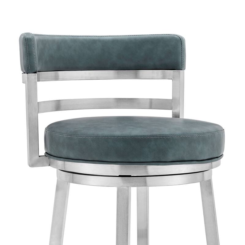 Madrid Modern Swivel Bar Stool, Upholstered Counter Height Chair with Metal Frame