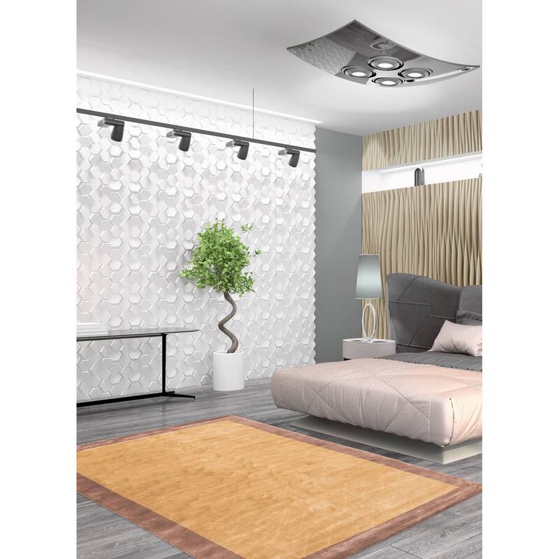 ECARPETGALLERY Hand Loomed Elysian Tan Viscose Rug - 6'7 x 9'9