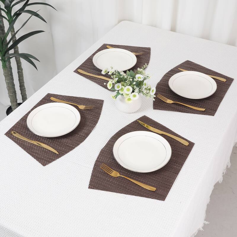 Placemats Set of 6 PVC Solid Placemats for Kitchen Dining Table Decor - 17*11.5Inch