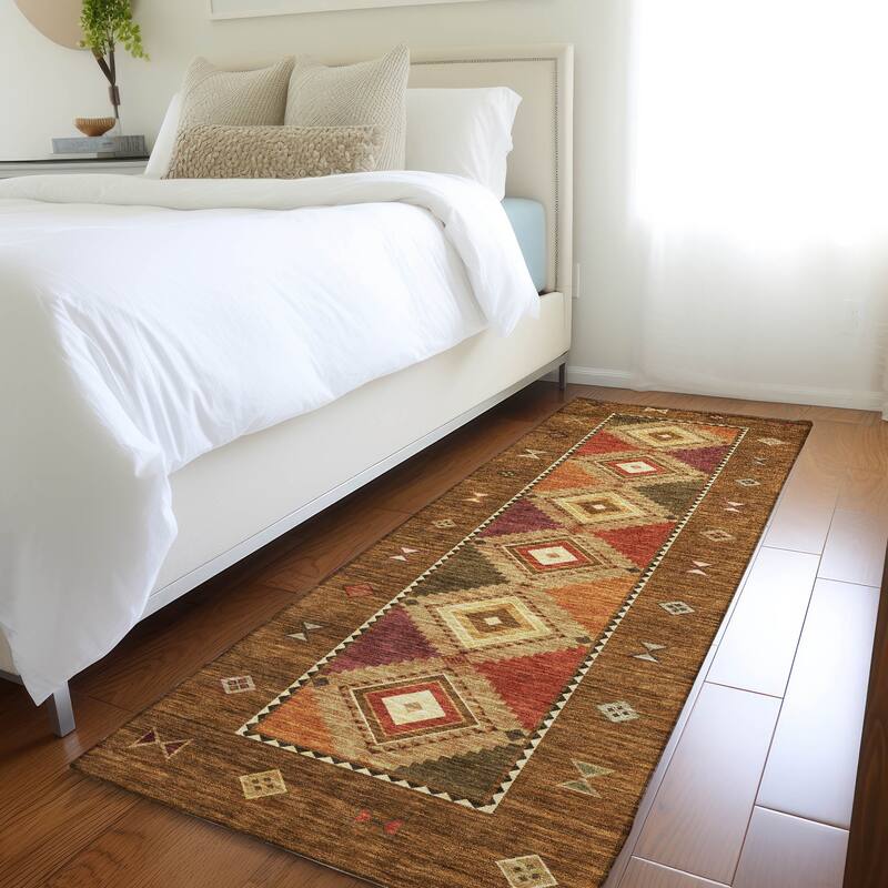 Premium Washable Super Soft Boho Tribal Mayfield Rug - Brown - 2' 3" x 7' 6" - Runner