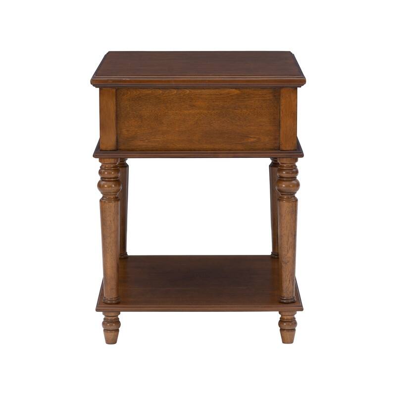 Linon Jowin Classic Wood Side Table with Storage