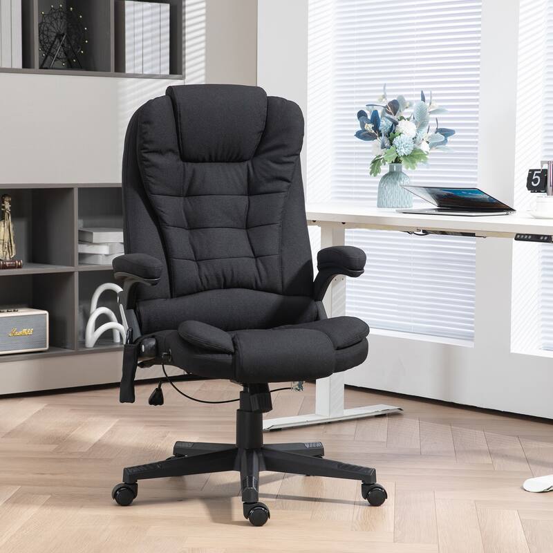 6 Point Vibrating Massage Office Chair With Lumbar Heat Black