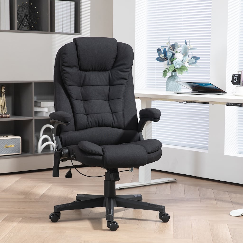 Ergonomic Vibration Massage Office Chair Adjustable Backrest Recliner Chair with 6 Massage Points and Lumbar Heating