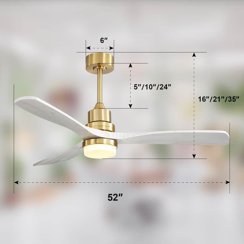 Sofucor 52" Indoor Wood Ceiling Fan Light with Remote, Integrated Light Optional